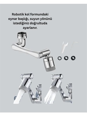 TeknoKapsül Esnek 1080° Musluk Başlığı 3 Eklemli Hareketli Su Modlu Lavabo Aparatı