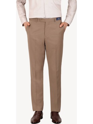 Erkek Vizon Regular Fit Kumaş Pantolon