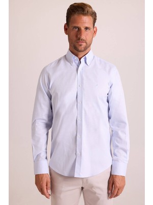 Erkek Açık Mavi Slim Fit Oxford Gömlek