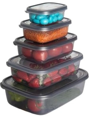 Bg Store Nare Dikdörtgen Sızdırmaz Saklama Kapları Füme (5'lı Set)