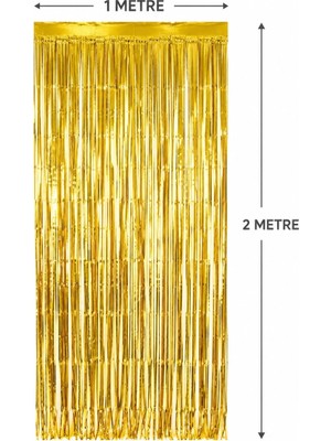 Renas Store Gold Metalize Parti Perdesi 100X200 cm – Kapı ve Arka Fon Perdesi