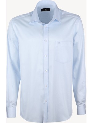 Erkek Mavi Slim Fit Pamuk Gömlek
