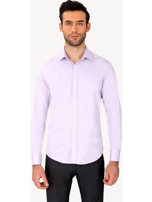 Erkek Lila Slim Fit Pamuk Gömlek