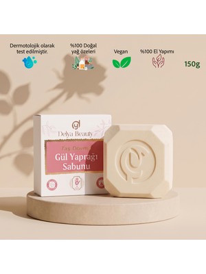 Delya Taş Dövme Gül Yaprağı Sabunu – Ferahlatıcı El Yapımı Vegan Sabun