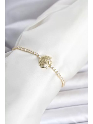 Renas Store Pirinç Gold Renk Deniz Kabuğu Model Su Yolu Kadın Bileklik