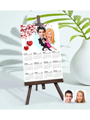 Usm Bk Gift Kişiye Özel 15X21 cm Fotoğraf Kartlı Sevgililer Karikatürlü Şövaleli 2023 Takvim -13