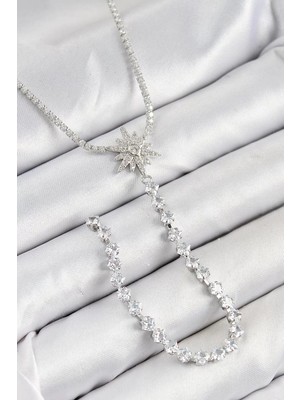Renas Store Pirinç Zirkon Taşlı Kutup Yıldızı Model Gold Renk Y Kolye - TJ-BKO10449
