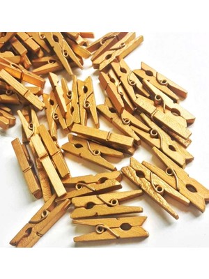 Renas Store 100'LÜ Gold Ahşap Mandal 2.5cm (10'lu PAKET-1000 Adet)