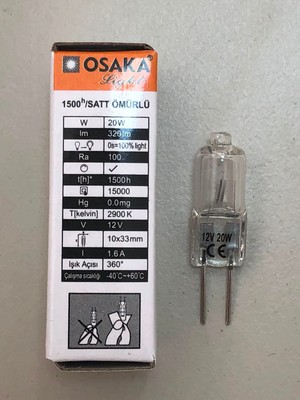 Osaka 10 Adet 12V 20W G4 Halojen Ampül
