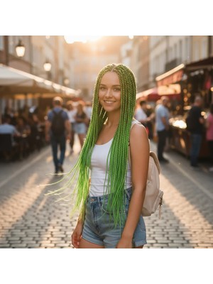 Renas Store Afrika Örgüsü ve Rasta Için Sen  / Neon Yeşil