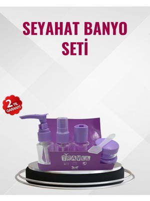 Renas Store Seyahat Boy Banyo Seti 5’li Mini Şişe ve Krem Kutusu Çantalı
