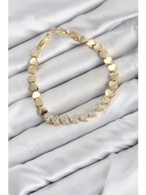 Belirtilmemiş cm Model Zirkon Taşlı Vip Seri Gold Renk Pirinç Kadın Bileklik