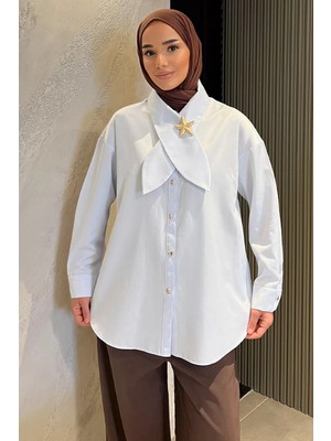Julude Yaka Detaylı Gold Düğmeli Tesettür Gömlek Tunik P-00022184