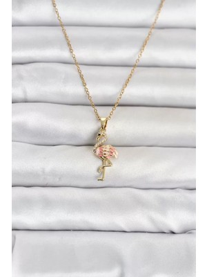 Renas Store 316L Çelik Zincir Gold Renk Flamingo Model Kadın Kolye TJ-BKO11106
