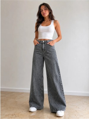 St.Poll Christian 90's Palazzo Salaş Paça Süper Yüksek Bel Jean Pantolon