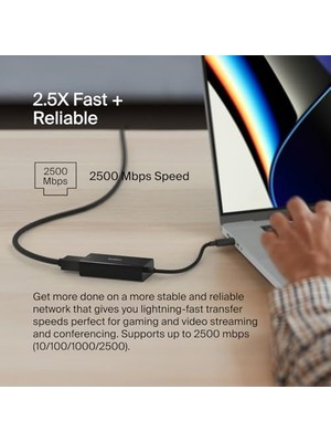 Bg Store USB Type-C 2.5 GB Ethernet Adaptörü, Usb, Thunderbolt 3 ve 4, Lan Ağ Adaptörü, MacBook Pro/air, iPad Pro, Xps, Surface ve Diğer Usb-C Aygıtlarıyla Uyumlu