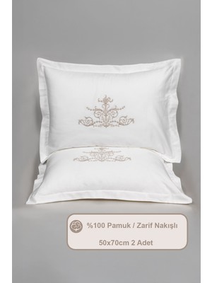 Elart Pamuk Saten Nakışlı Yastık Kılıfı 2'li Çok Renkli