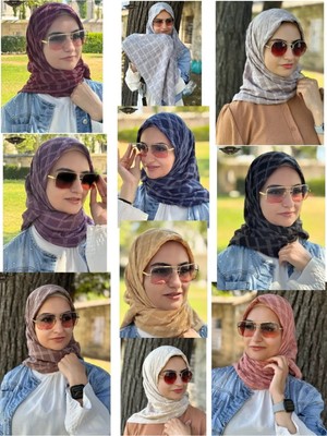 ALDAIYR 10 Jakarlı Pamuk Caz Eşarp 120X120 Pamuk Ikinci Desen