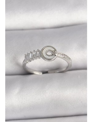 Renas Store Pirinç Gümüş Renk Zirkon Taşlı Ayarlanabilir Kadın Yüzük - TJ-BYK3562