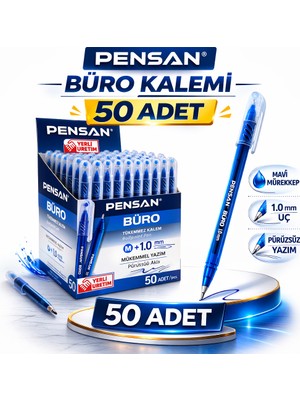 TeknoKapsül Pensan Büro Tükenmez Kalem 1.0 mm Mavi 50 Adet