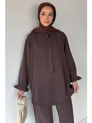 Tozlu Tesettür Tensel Kumaş Gömlek Tunik P-00021264