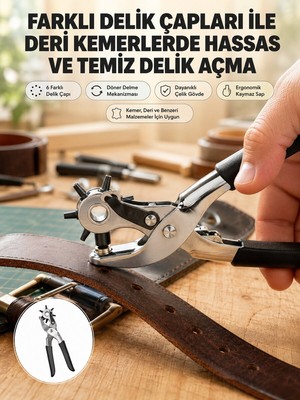 Marsilyan Deri Delme Pensesi 6 Uçlu Ayarlanabilir Kemer Delme Aleti Profesyonel Kullanım - MCT6073-6317