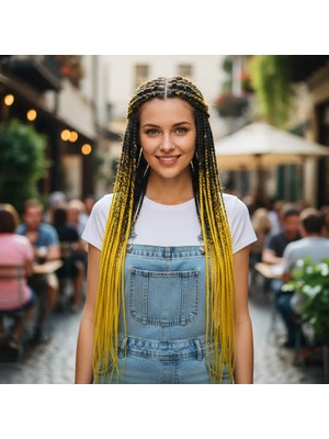 Renas Store Afrika Örgüsü ve Rasta Için Sen Ombreli  / Siyah / Sarı