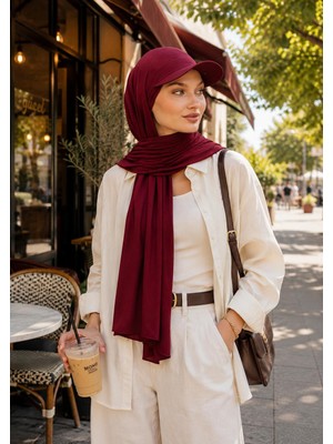 Wearflawless Siperli Sandy Şal, Hazır Pratik Tesettür Şal, Şapkalı Şal