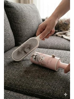 Bg Store Tüy Toplama Seti 2’li | 60 Yaprak Yapışkanlı Rulo + Kumaş Tüy Temizleme Fırçası | Kedi Köpek Tüy Toplayıcı