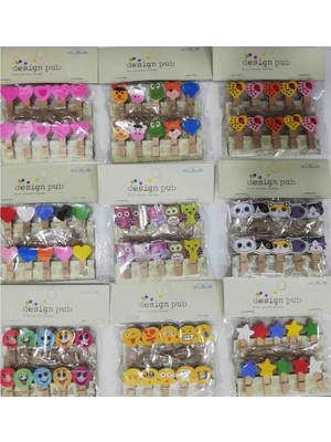 Renas Store 10'lu Şekilli Ahşap Mandallar 3.5cm (10'lu Set-10 Paket)