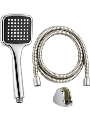 Astraltech Çok Fonksiyonlu Siyah El Duşu Seti Spiral Hortum ve Duş Askısı Banyo Duş Başlığı