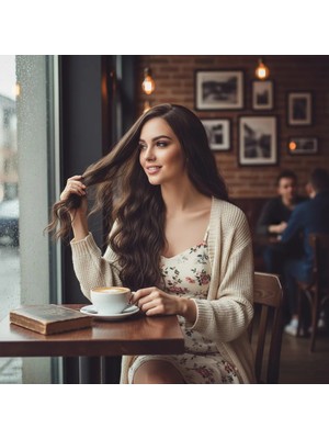 Renas Store Uzun Su Daası Fiber Sen Peruk / Koyu Kumral