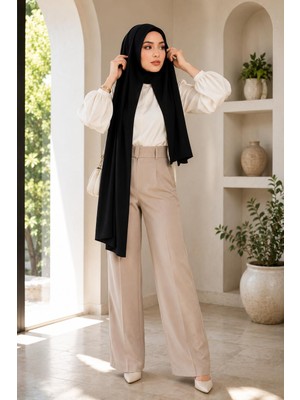 Wearflawless Geçmeli Hazır Pratik Penye Şal, Iç Göstermeyen Tesettür Şal, Kaymaz Günlük Kullanım Için Şal