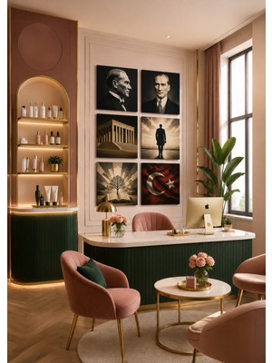 Zera Wall Mdf Tablo 6’lı Atatürk, Anıtkabir ve Türk Bayrağı Temalı Set – Ofis, Salon ve Duvar Dekorasyonu