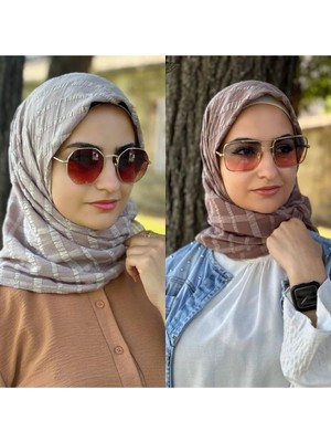 ALDAIYR 2 Jakarlı Pamuk Caz Eşarp 120X 120