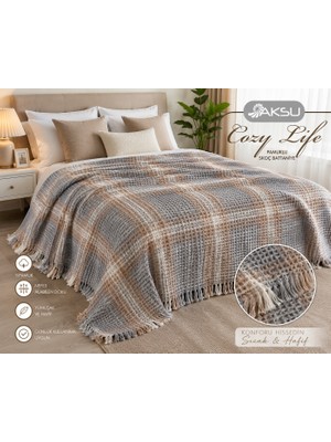 Aksu Cozy Lıfe Pamuklu Skoc Battaniye 150*200 Inkabej
