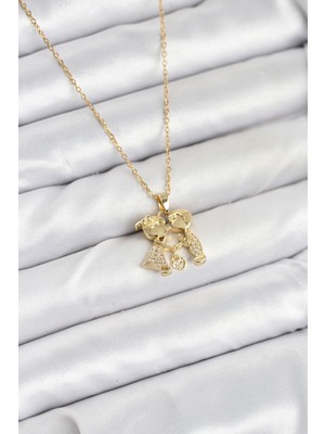 TeknoKapsül 316L Çelik Zincir Gold Renk Erkek Kız Model Kadın Kolye