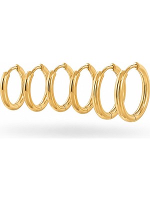 Serelya 316L Çelik Gold Renk Halka Model Kadın Küpe Seti