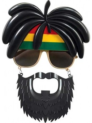 Renas Store Rasta Peruklu Rasta Sakallı Bob Marley Bıyıklı Parti Gözlüğü 27X18 cm