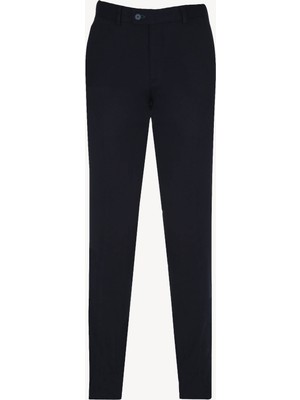 Erkek Koyu Lacivert Desenli Spor Regular Fit Kanvas Pantolon