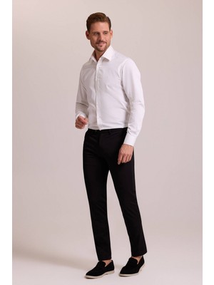 Erkek Siyah Kanvas Spor Regular Fit Pantolon