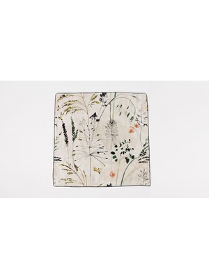 Maki Home Makiteks Lacivert Biyeli 63X36 cm Doğa Çiçekleri Desenli Dekoratör Kare Kırlent Kılıfı / Minder Kılıfı