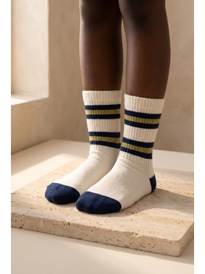Bony Socks Çocuk Çizgili Pamuklu Soket Çorap Yeşil