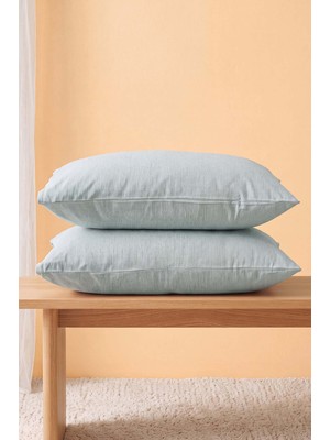 Su Yeşili Pamuklu 2\'li Yastık Kılıfı 50X70 cm