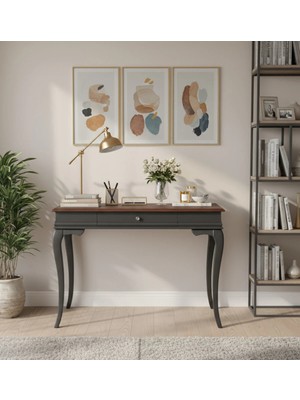 Roys Ahşap 80 cm Masif Rustik Antrasit Ceviz Dresuar