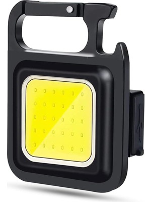 Mey İthalat 4 Mod Şarjlı Anahtarlık El Feneri Mini Boy Karabina Askılı Cob LED Lamba Acil Durum Işığı 47741