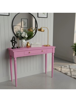 Roys Ahşap 110 cm Masif Tornalı Pembe Dresuar