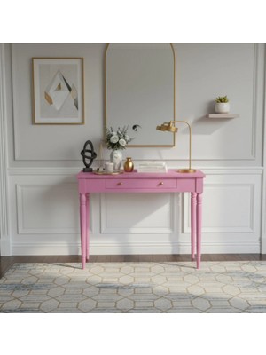 Roys Ahşap 90 cm Masif Tornalı Pembe Dresuar