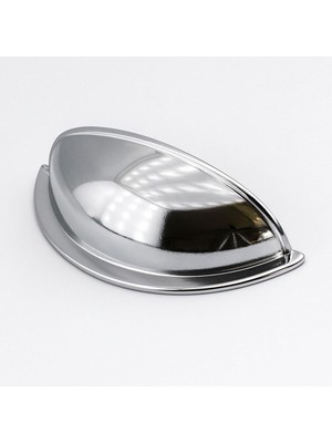 Mey İthalat Çanak Kulp 64 mm Krom Gümüş Renk Metal Mobilya Çekmece Dolap Kapak Kulpu Modern Mutfak Kulpları