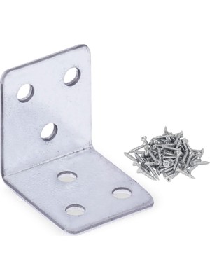 Mey İthalat BADEM10 Mobilya Dolap Köşe Bağlantı Sabitleme L Demir Gönye 35X35X30 mm (25 Adet)